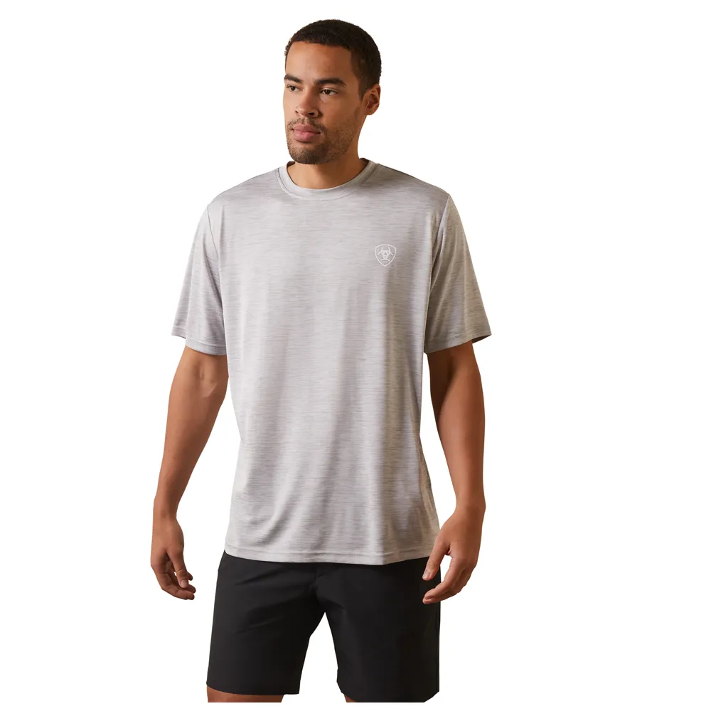10043765 Men's Ariat Charger Shield Short Sleeve Tee - Echo Grey