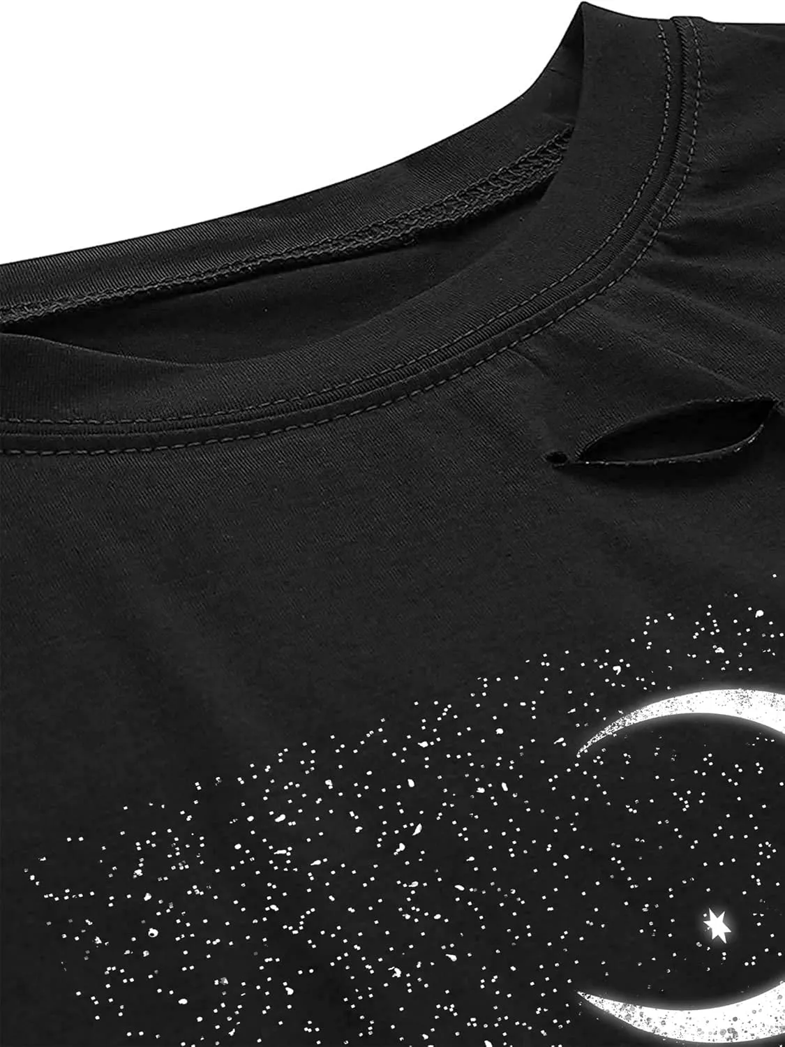 Avanova Women Skull Finger Graphic Distressed Tee Shirt Ripped Short Sleeve Crop Tops