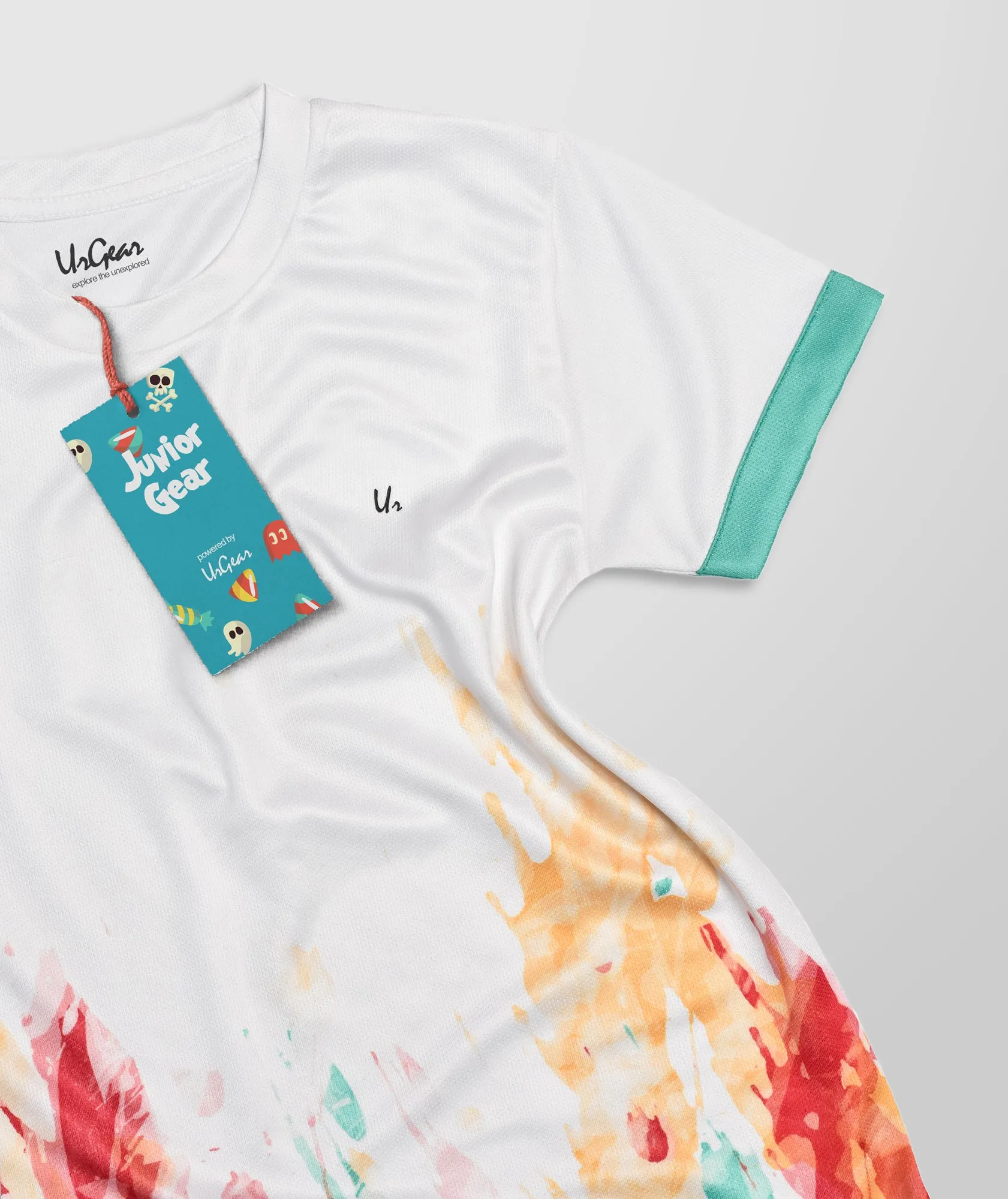 Boys White Paint Splatter Print Round Neck T-shirt