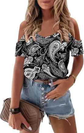 CRAZY GRID Women's T-Shirt Short Sleeve V-Neck Tops 2025 Summer Graphic Trendy Casual Comfy Tshirts