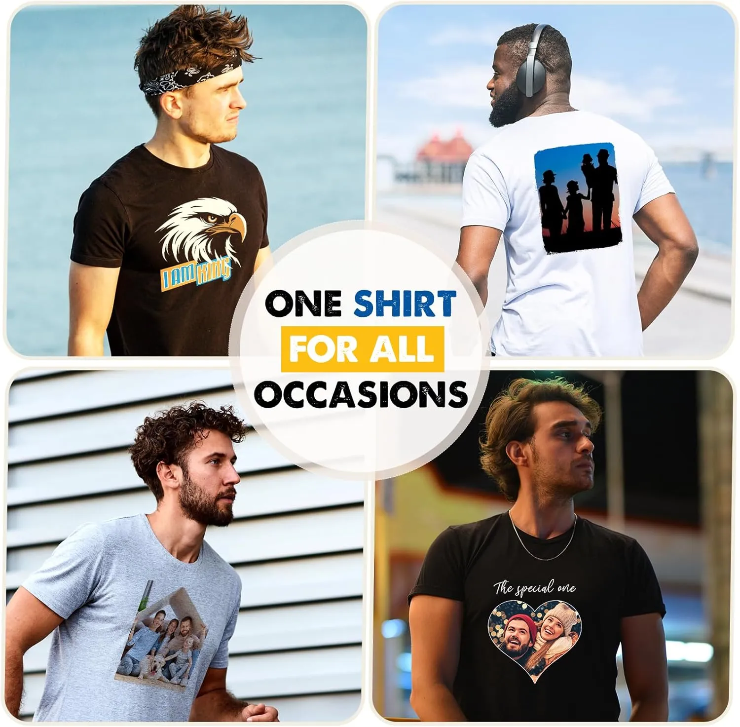 Custom T Shirts Personalized Crewneck Tee Shirt Design Your Own, Customized Image/Text/Photo Shirts for Men Women