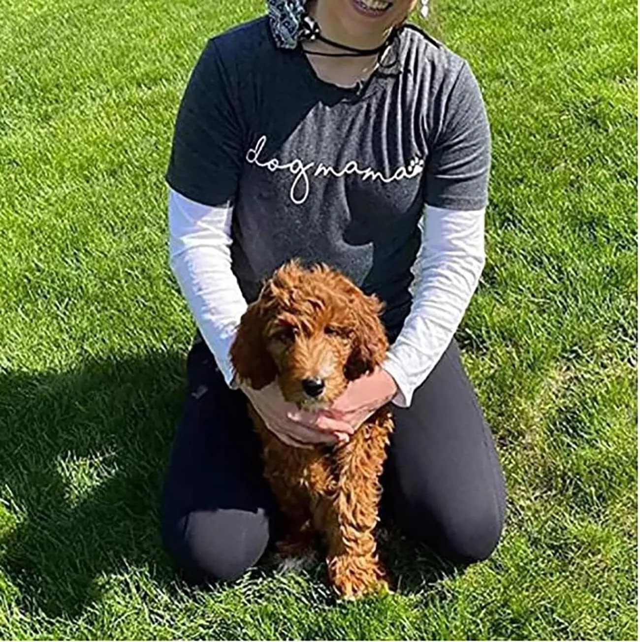 Dog Mom T-Shirt Women Funny Mama O-Neck Graphic Tees Casual Loose Short Sleeve Tops Dog Lover Gift Blouse
