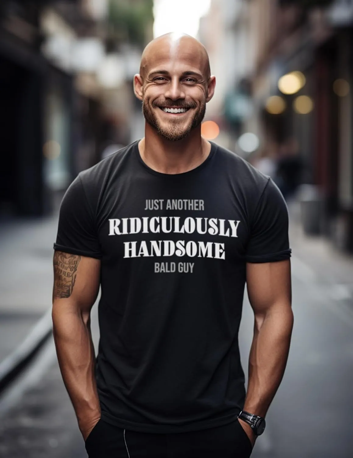 Just Another Sexy Bald Guy | Funny Dad Husband Grandpa Joke Dude Men Humor T-Shirt