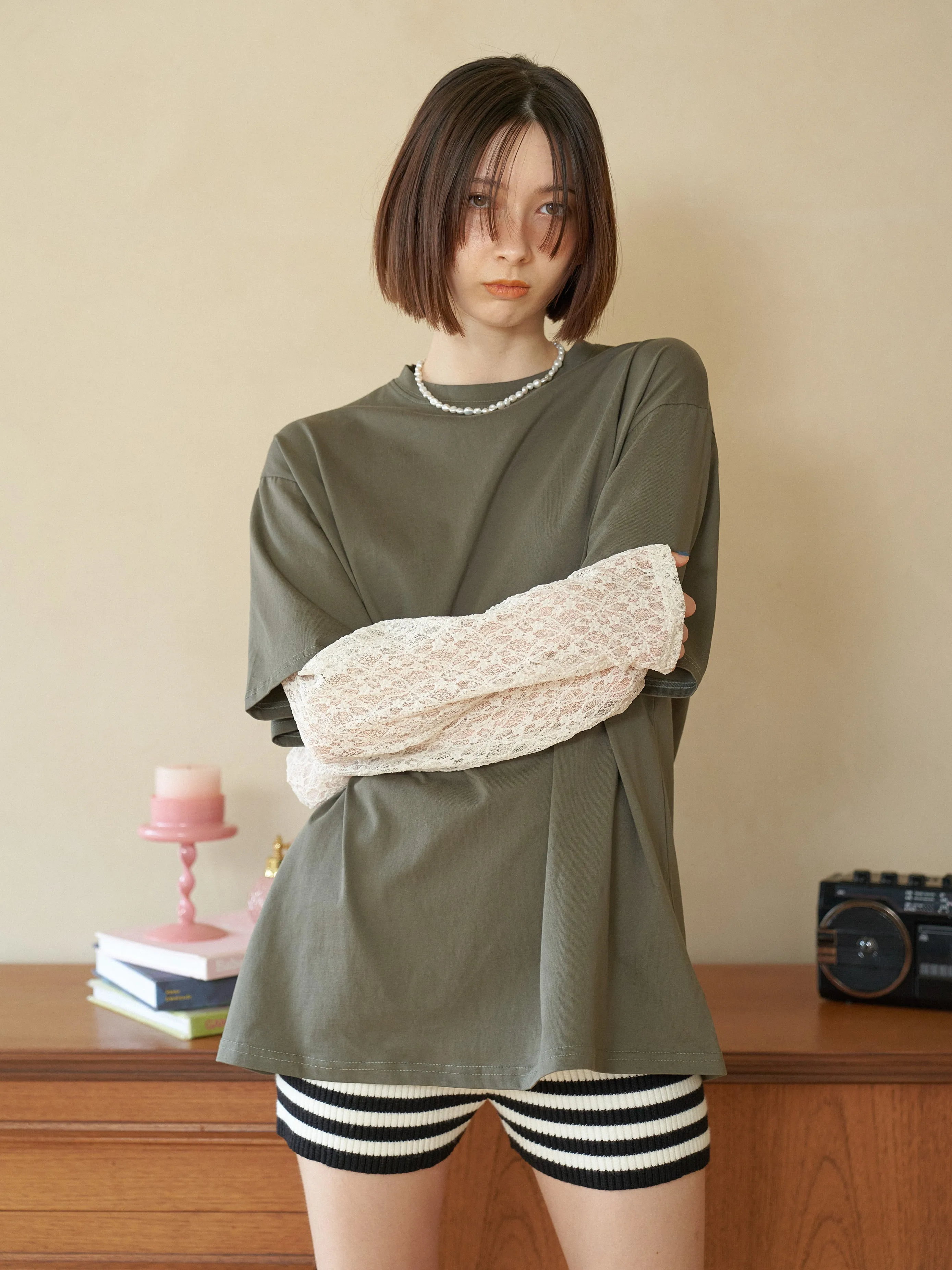 Lace Layered Oversized T-shirt