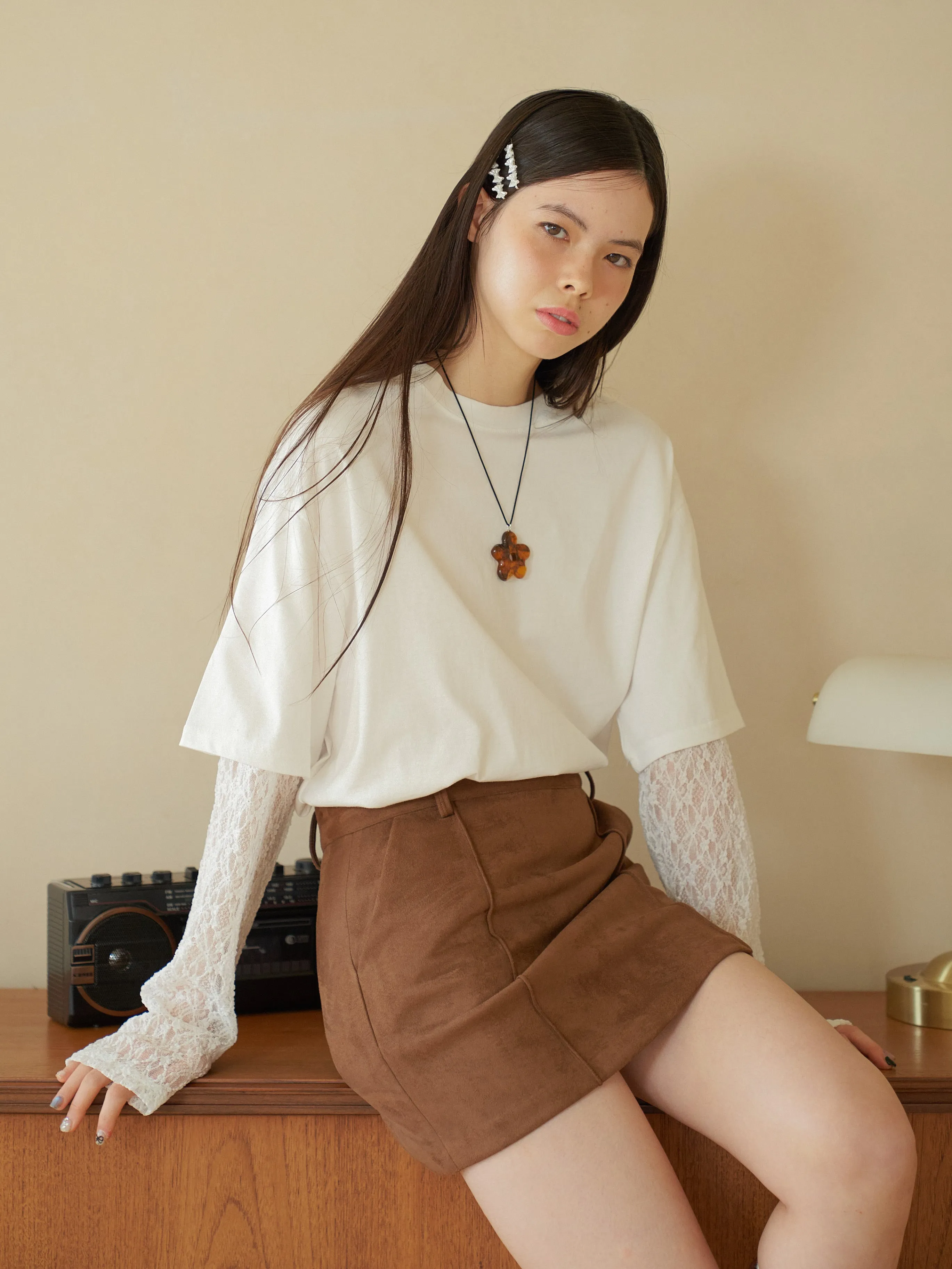 Lace Layered Oversized T-shirt