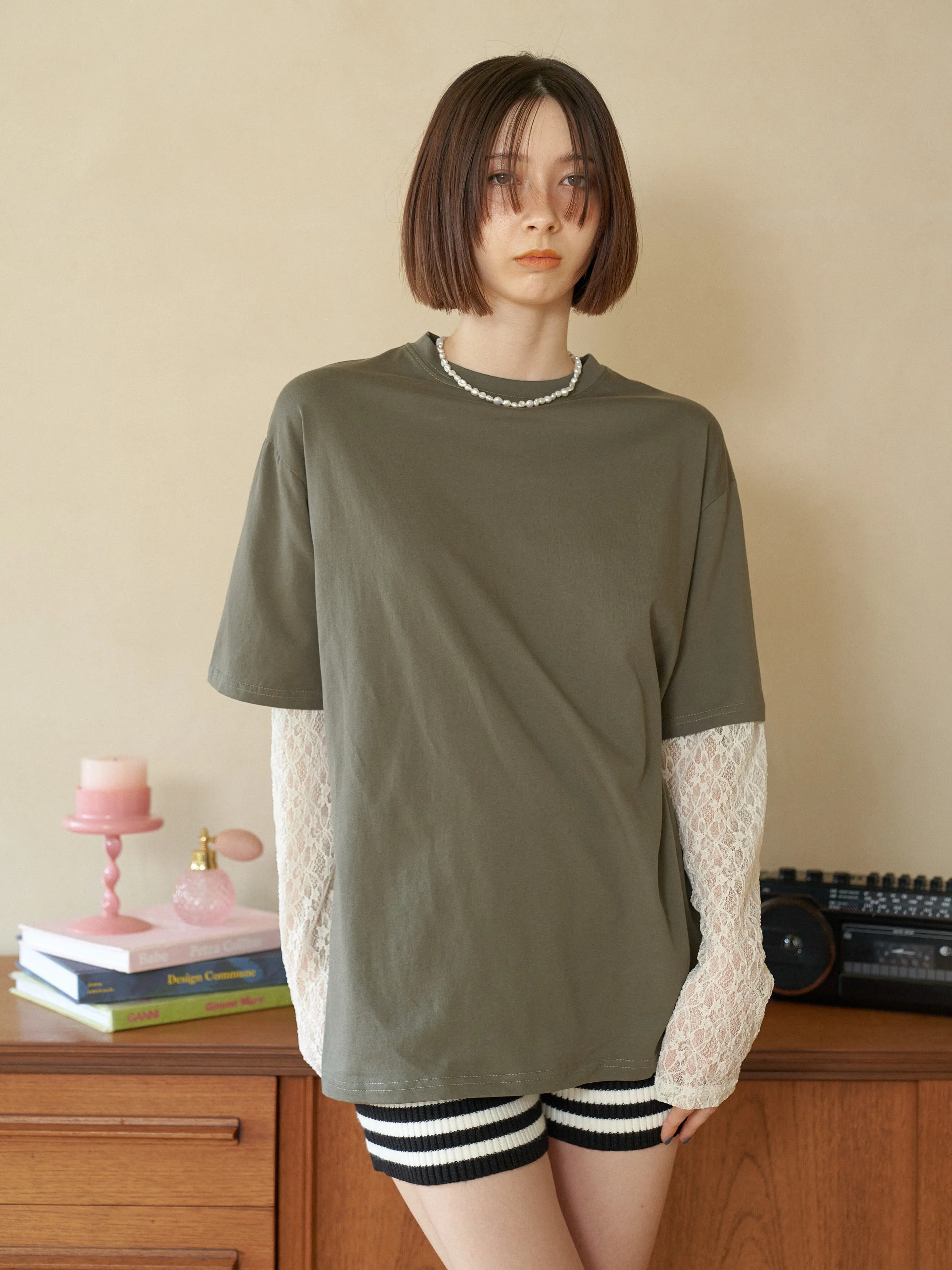 Lace Layered Oversized T-shirt