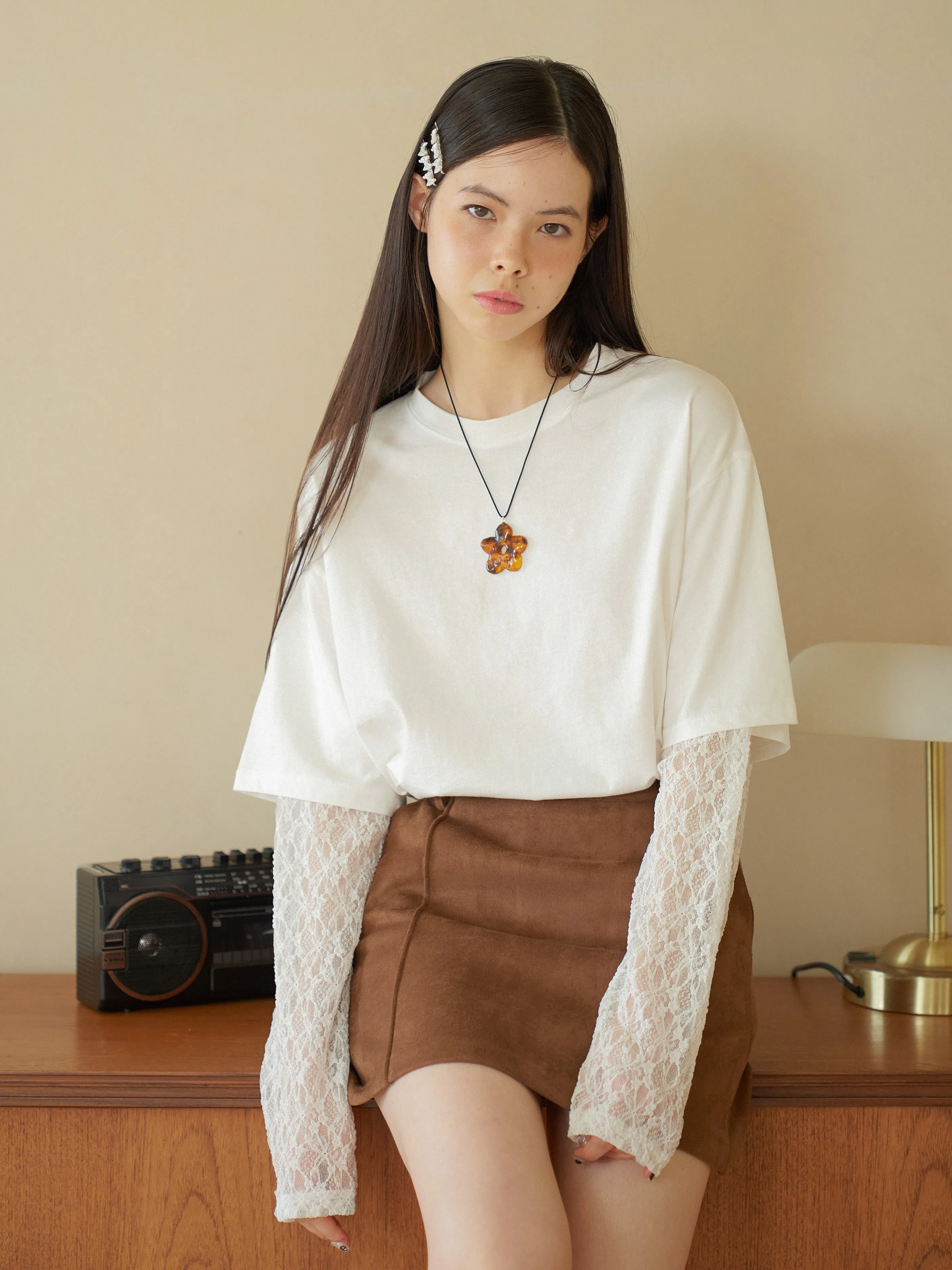Lace Layered Oversized T-shirt