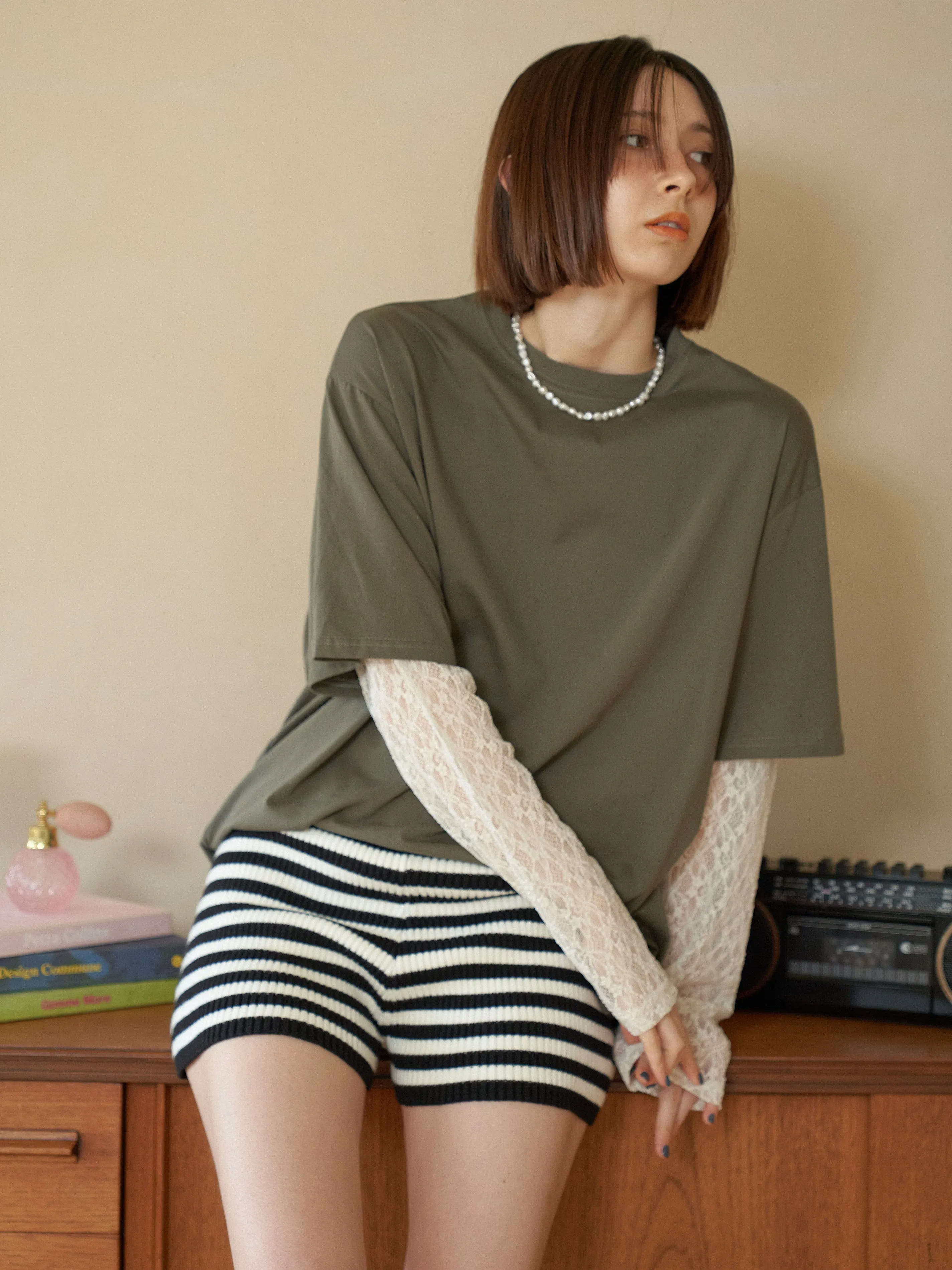 Lace Layered Oversized T-shirt