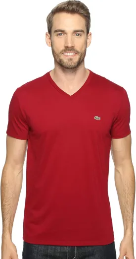 Lacoste Men's Legacy Short Sleeve V-Neck Pima Cotton Jersey T-Shirt