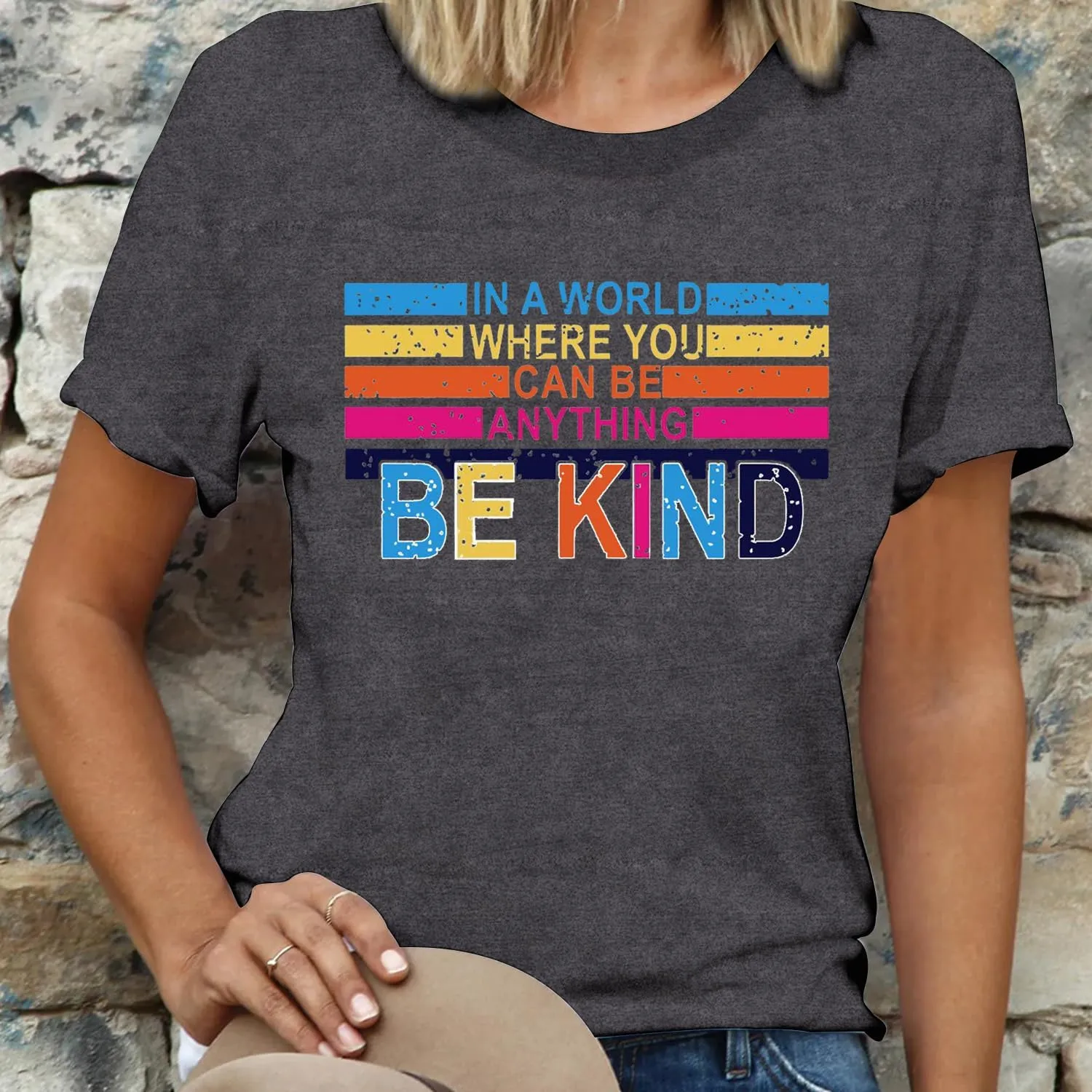 LBP Be Kind Shirt for Women Inspirational Kindness Short Sleeve Positive Sayings Teacher T-Shirt