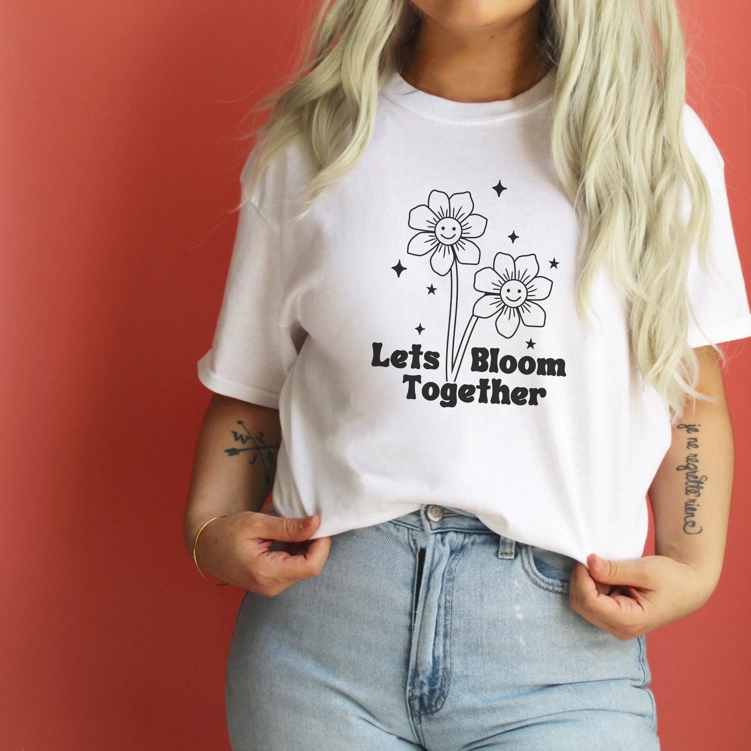 Let's Bloom Together Daisy Flower T Shirt