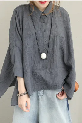 Loose Casual Cotton Shirt Women Blouse For Autumn Q1357