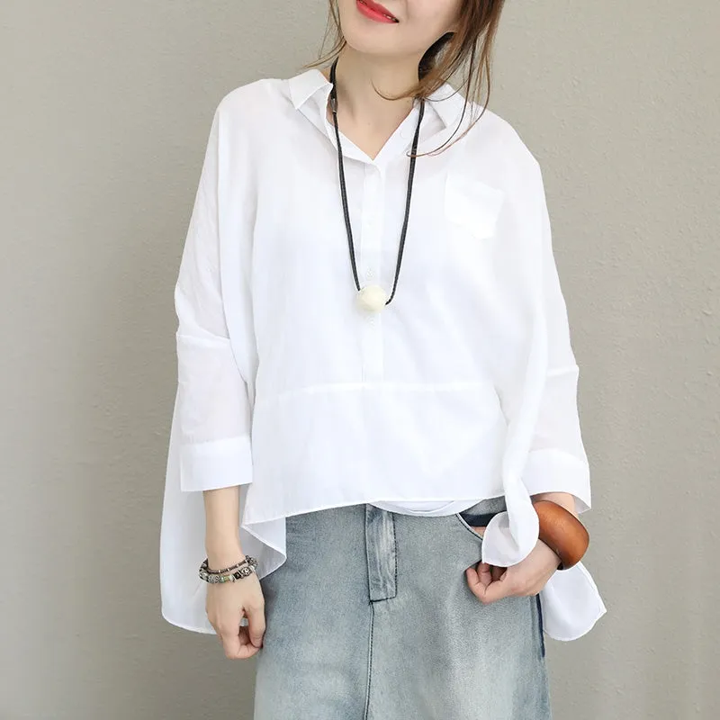 Loose Casual Cotton Shirt Women Blouse For Autumn Q1357