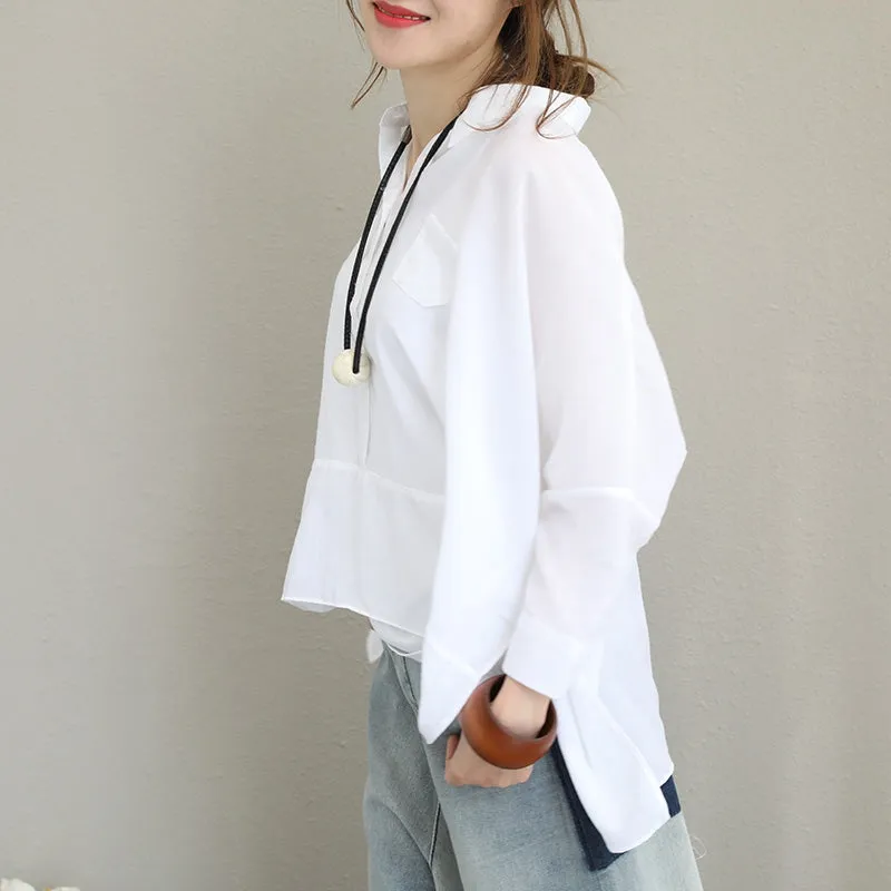 Loose Casual Cotton Shirt Women Blouse For Autumn Q1357