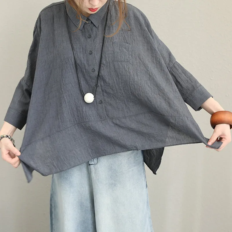 Loose Casual Cotton Shirt Women Blouse For Autumn Q1357