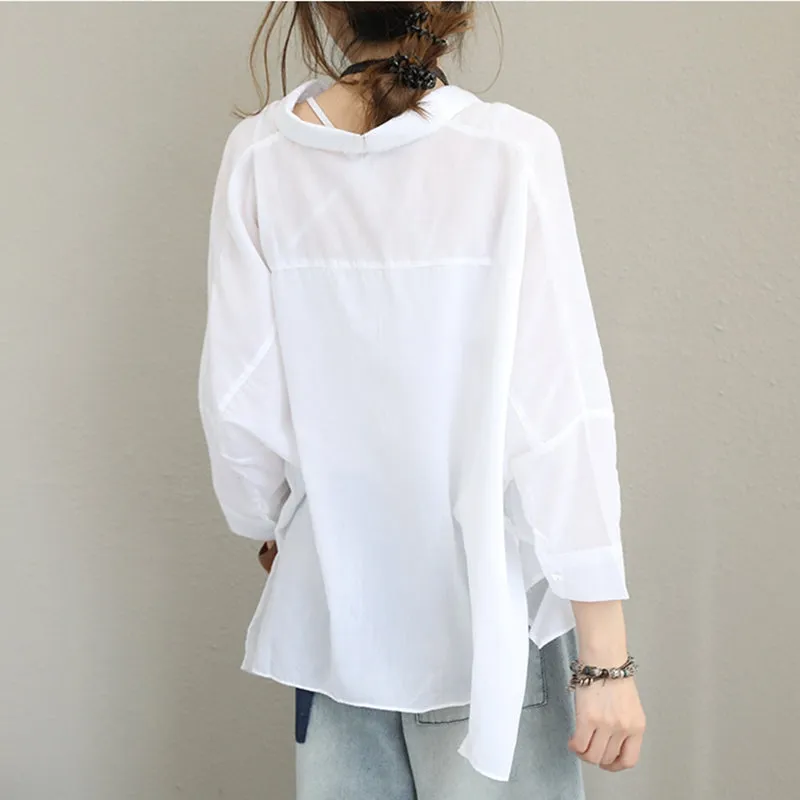 Loose Casual Cotton Shirt Women Blouse For Autumn Q1357