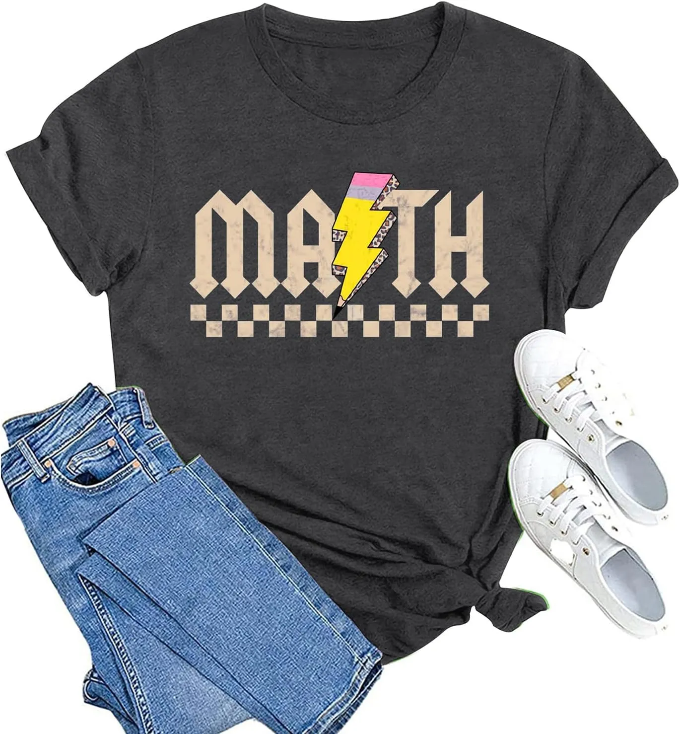 MAIHUN Math Teacher Shirt for Women Funny Teaching Tshirt Math Teacher Life Tee Tops