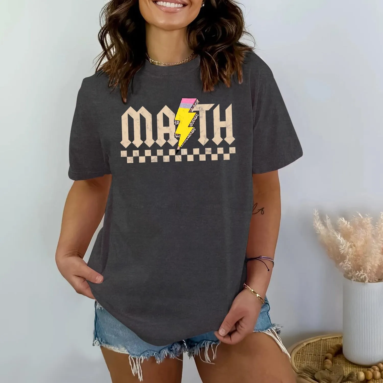 MAIHUN Math Teacher Shirt for Women Funny Teaching Tshirt Math Teacher Life Tee Tops