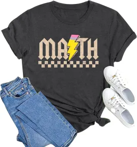 MAIHUN Math Teacher Shirt for Women Funny Teaching Tshirt Math Teacher Life Tee Tops