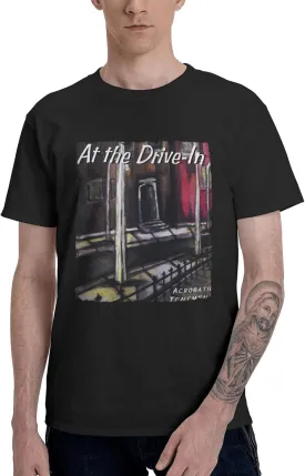 Men's at Music The Theme Drive-in Acrobatic Tenement T Shirt Round Neck Short-Sleeve T Shirt, Cool Cotton Tees Top Shirt for Mens, Colorful Custom Activewear XL