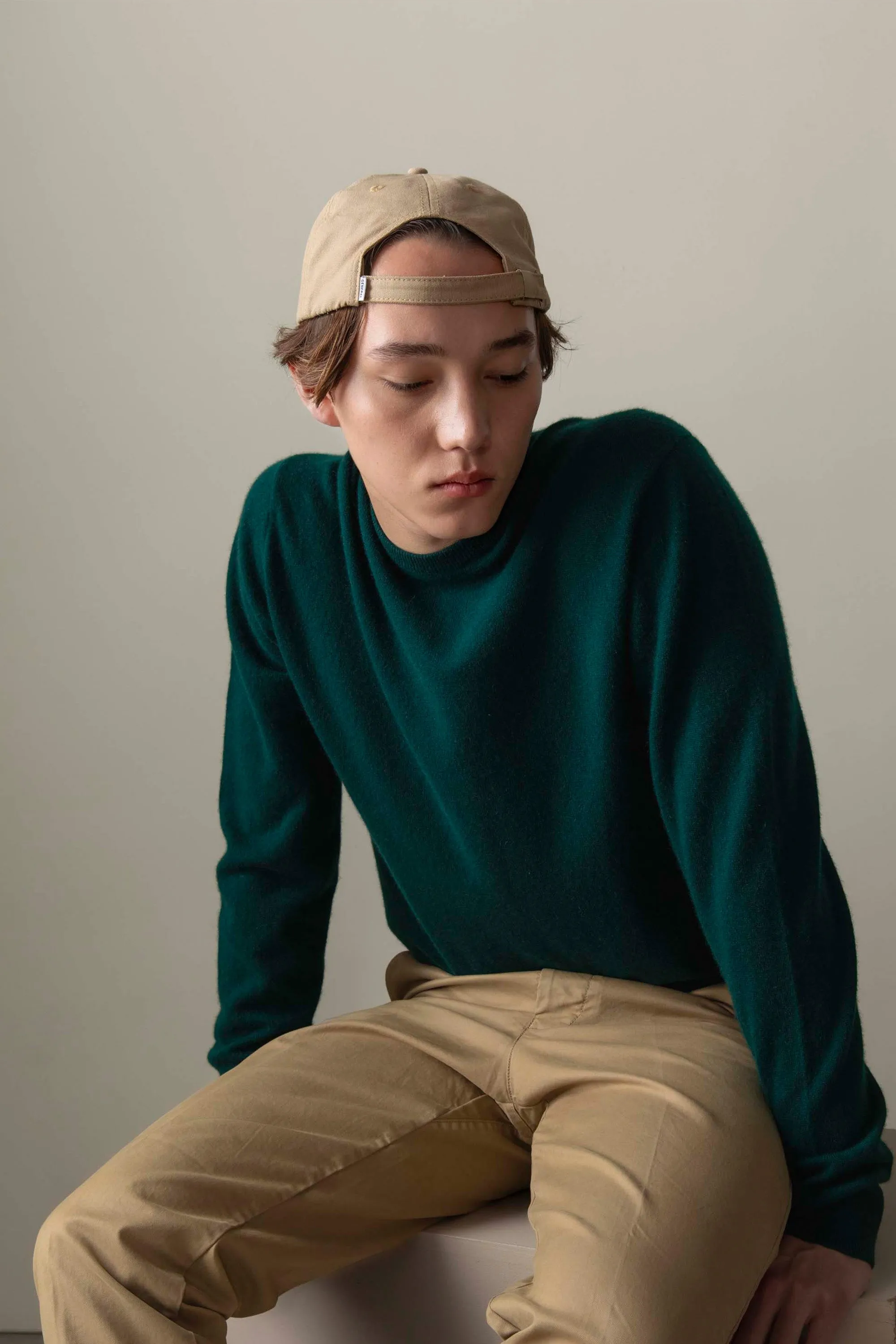 Men's Cashmere Crew Neck Jumper - Richmond Green