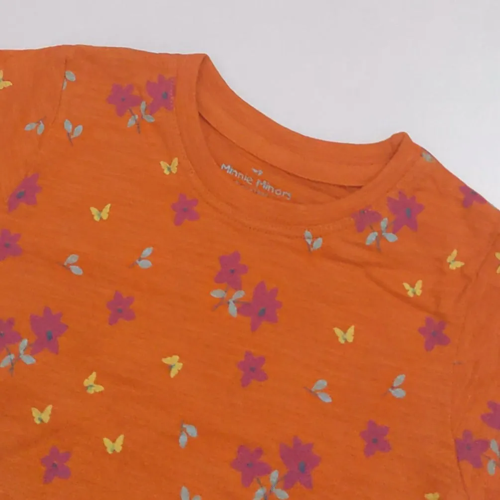 MI - Kids 'Orange' Flower Printed Short Sleeve T-Shirt  MI118