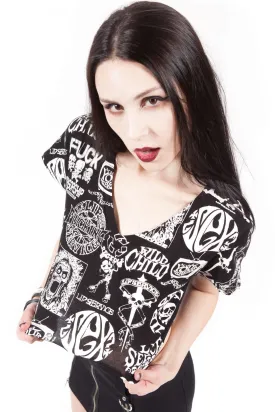 Multi Logo V-neck T-Shirt