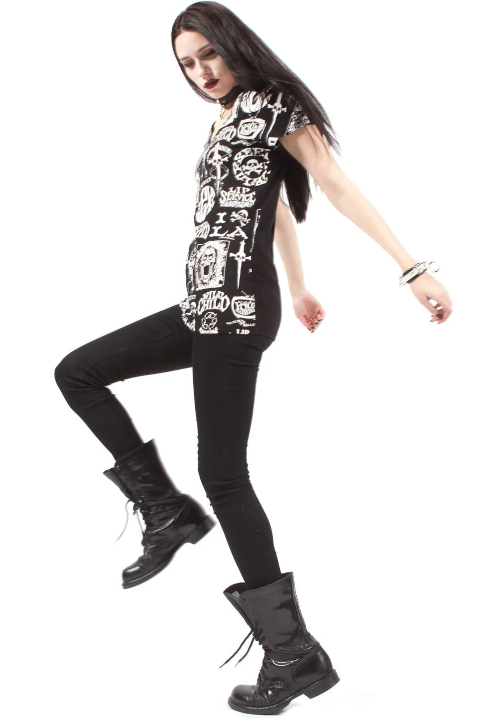 Multi Logo V-neck T-Shirt