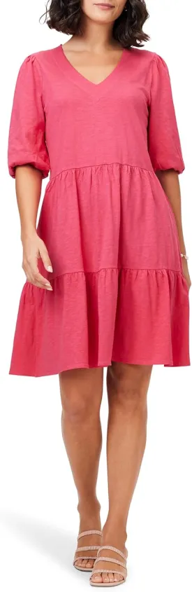 NIC ZOE Women's Elbow Sleeve V-Neck Dress