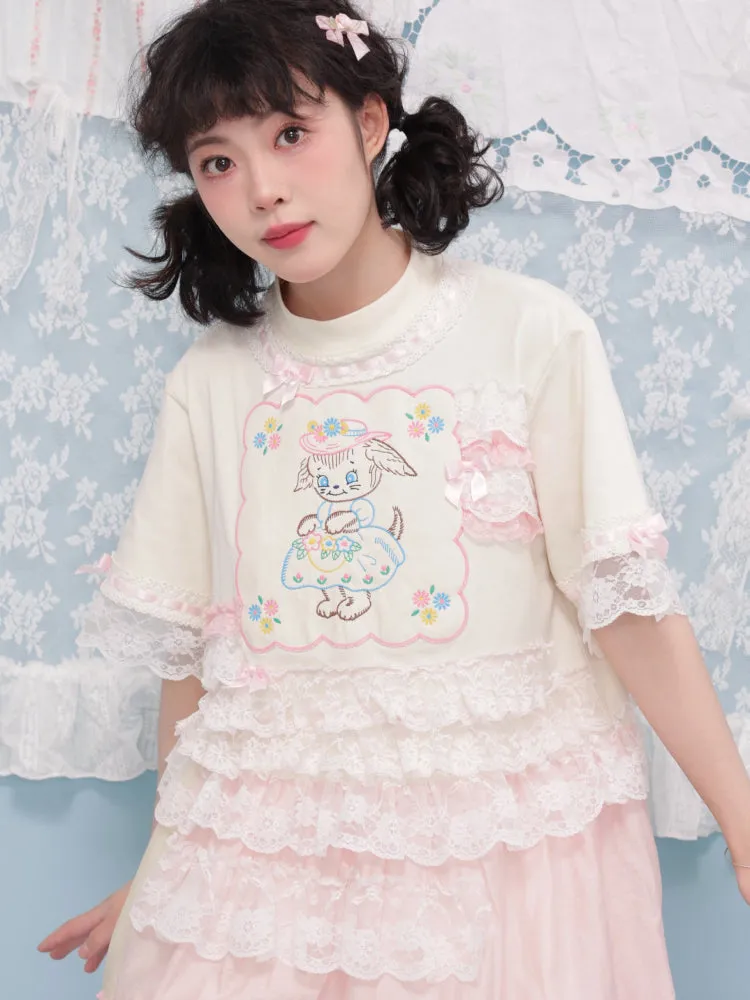 Puppy lace t-shirt【s0000007740】