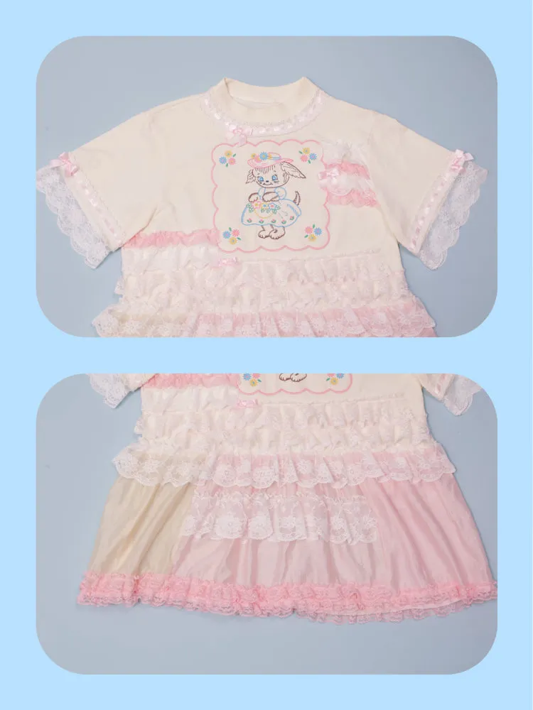 Puppy lace t-shirt【s0000007740】