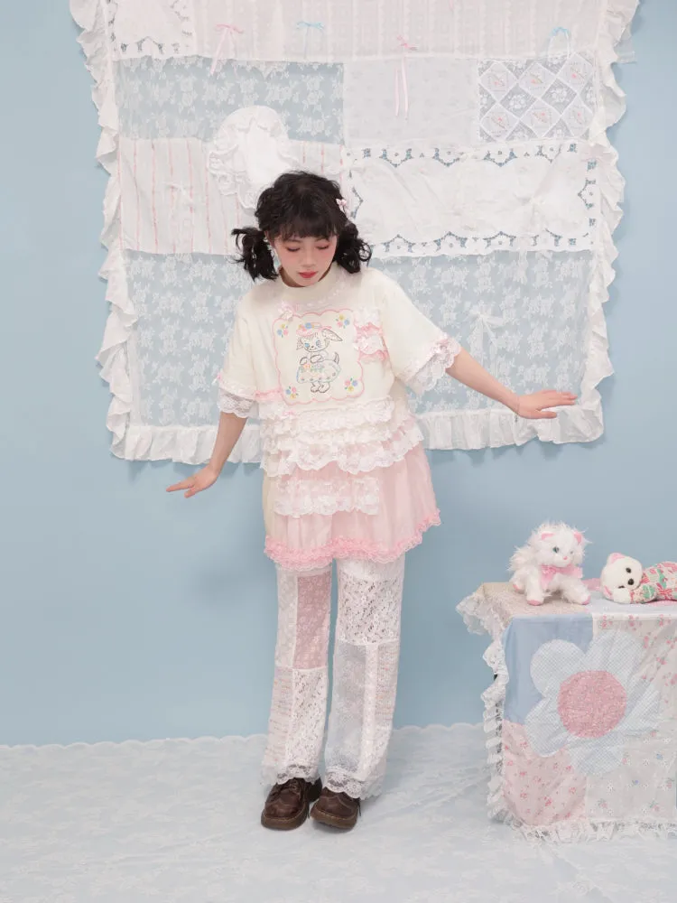 Puppy lace t-shirt【s0000007740】