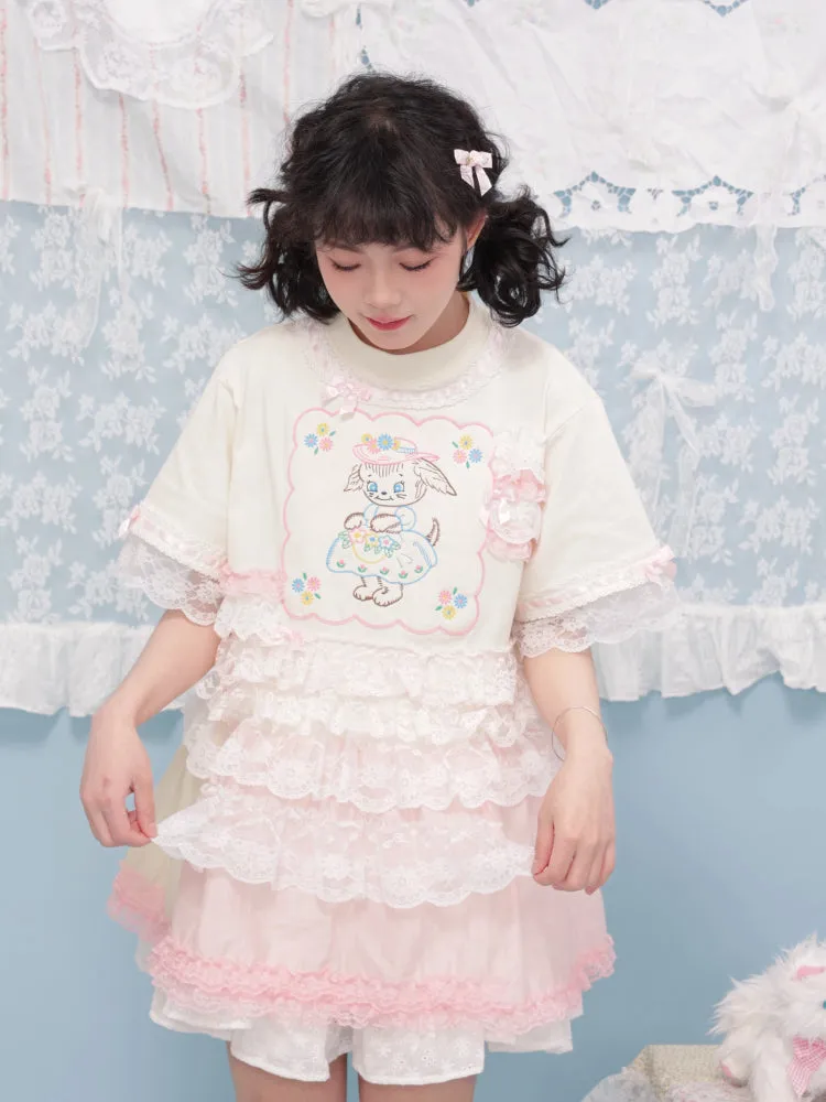 Puppy lace t-shirt【s0000007740】