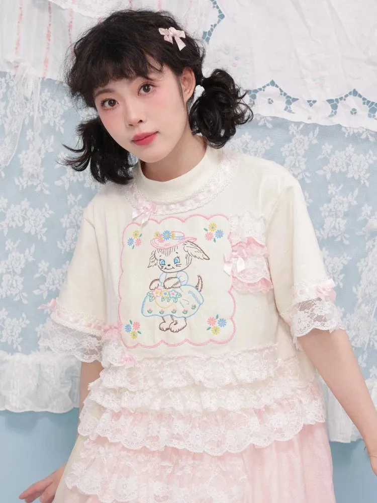 Puppy lace t-shirt【s0000007740】