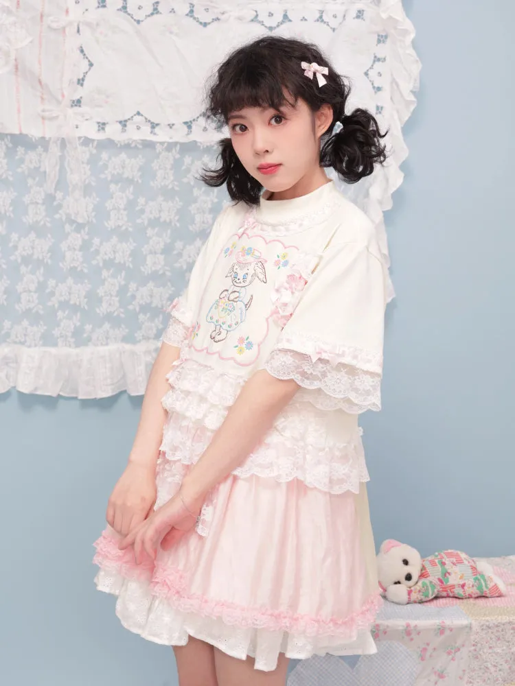 Puppy lace t-shirt【s0000007740】