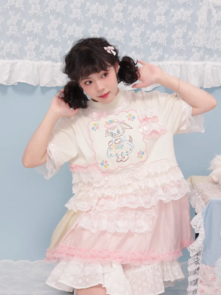 Puppy lace t-shirt【s0000007740】