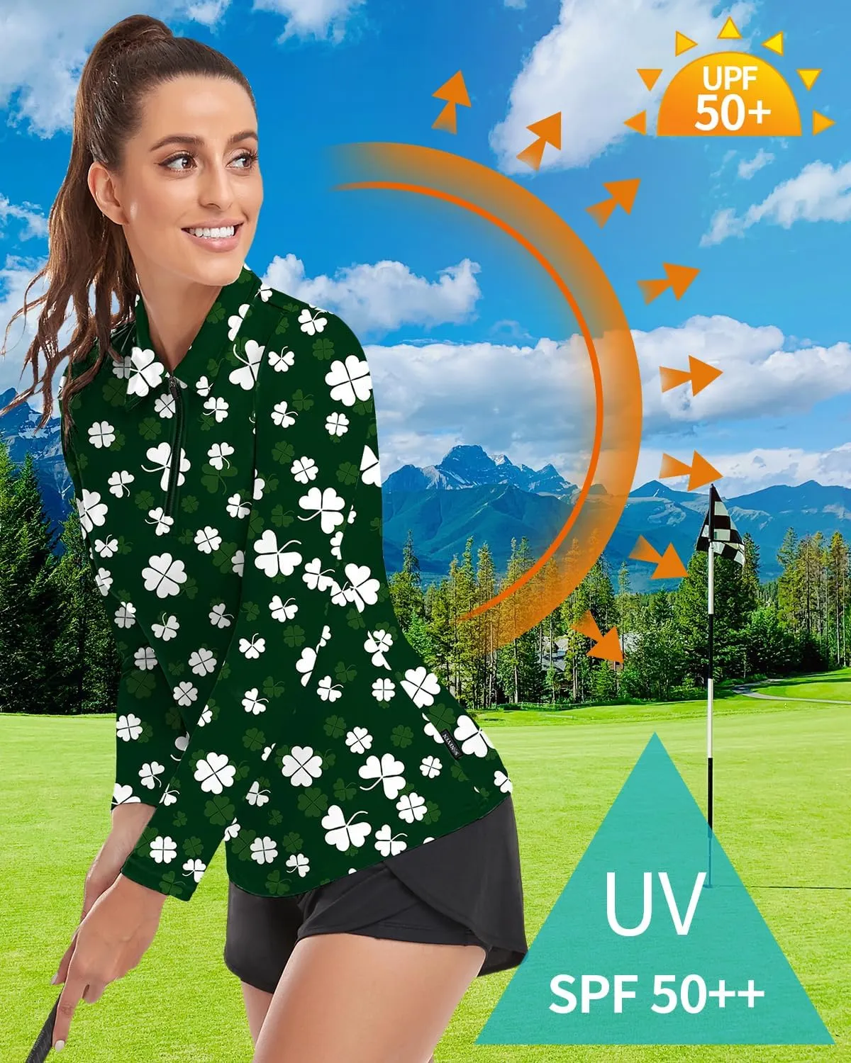 Soneven Women's Long Sleeve Golf Polo Shirts Moisture Wicking Quick Dry Half-Zip Pullover Athletic Workout Striped Tops