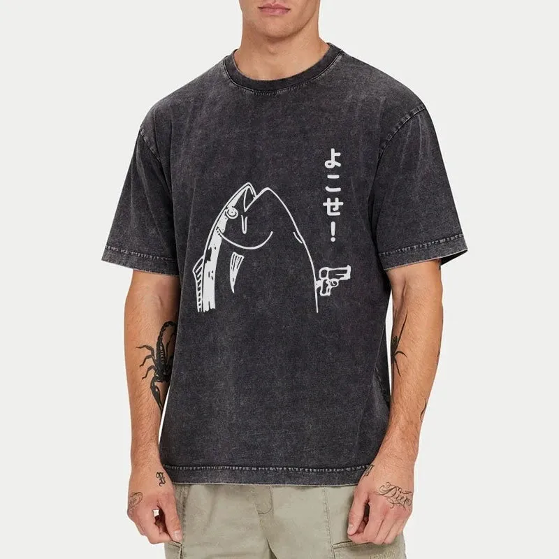 Tokyo-Tiger Fish Hold Up Gun Washed T-Shirt