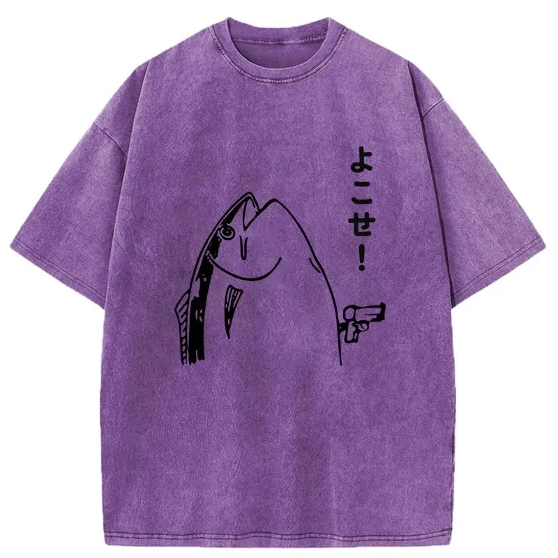 Tokyo-Tiger Fish Hold Up Gun Washed T-Shirt