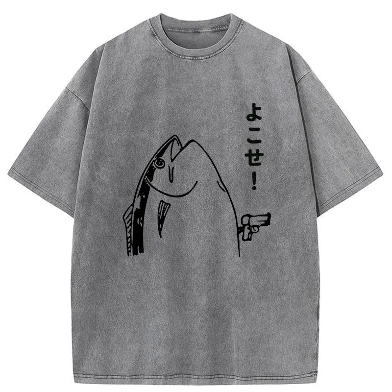 Tokyo-Tiger Fish Hold Up Gun Washed T-Shirt