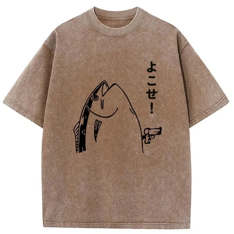 Tokyo-Tiger Fish Hold Up Gun Washed T-Shirt