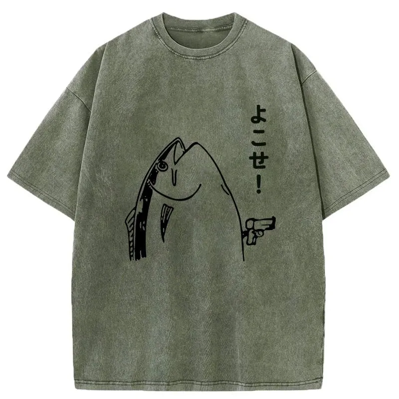 Tokyo-Tiger Fish Hold Up Gun Washed T-Shirt