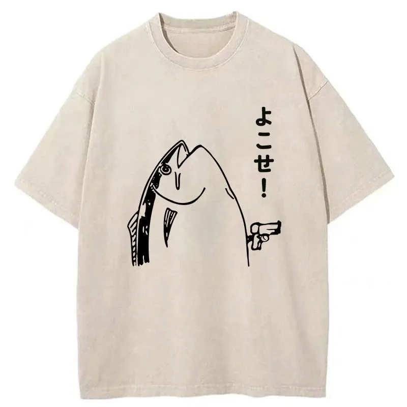 Tokyo-Tiger Fish Hold Up Gun Washed T-Shirt