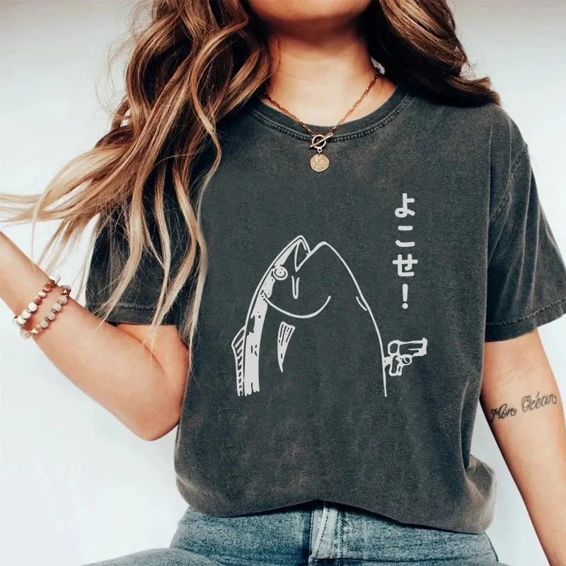 Tokyo-Tiger Fish Hold Up Gun Washed T-Shirt