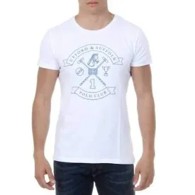 White L Ufford & Suffolk Polo Club Mens T-Shirt Short Sleeves Round Neck US027 WHITE