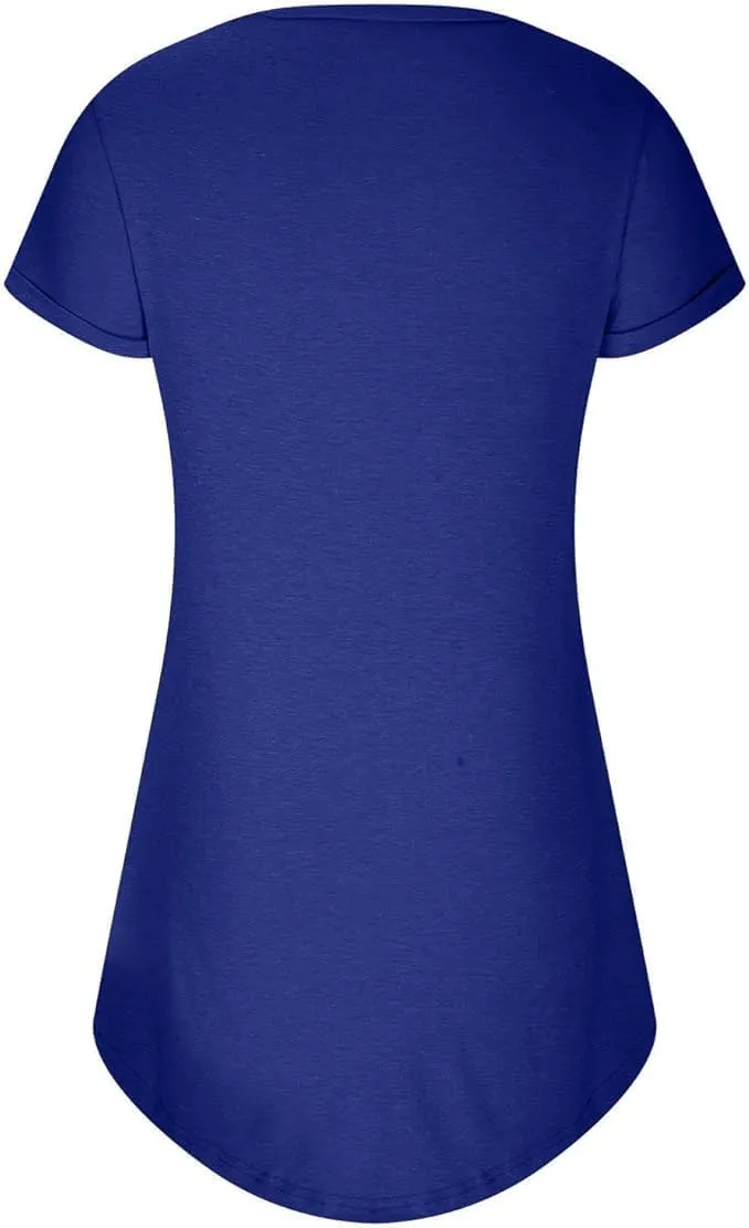 Women's Fashion Casual Sport Roll Sleeve Tennis Dress Beach A Line T-Shirt Dresses Cover Up Sundress with Pockets