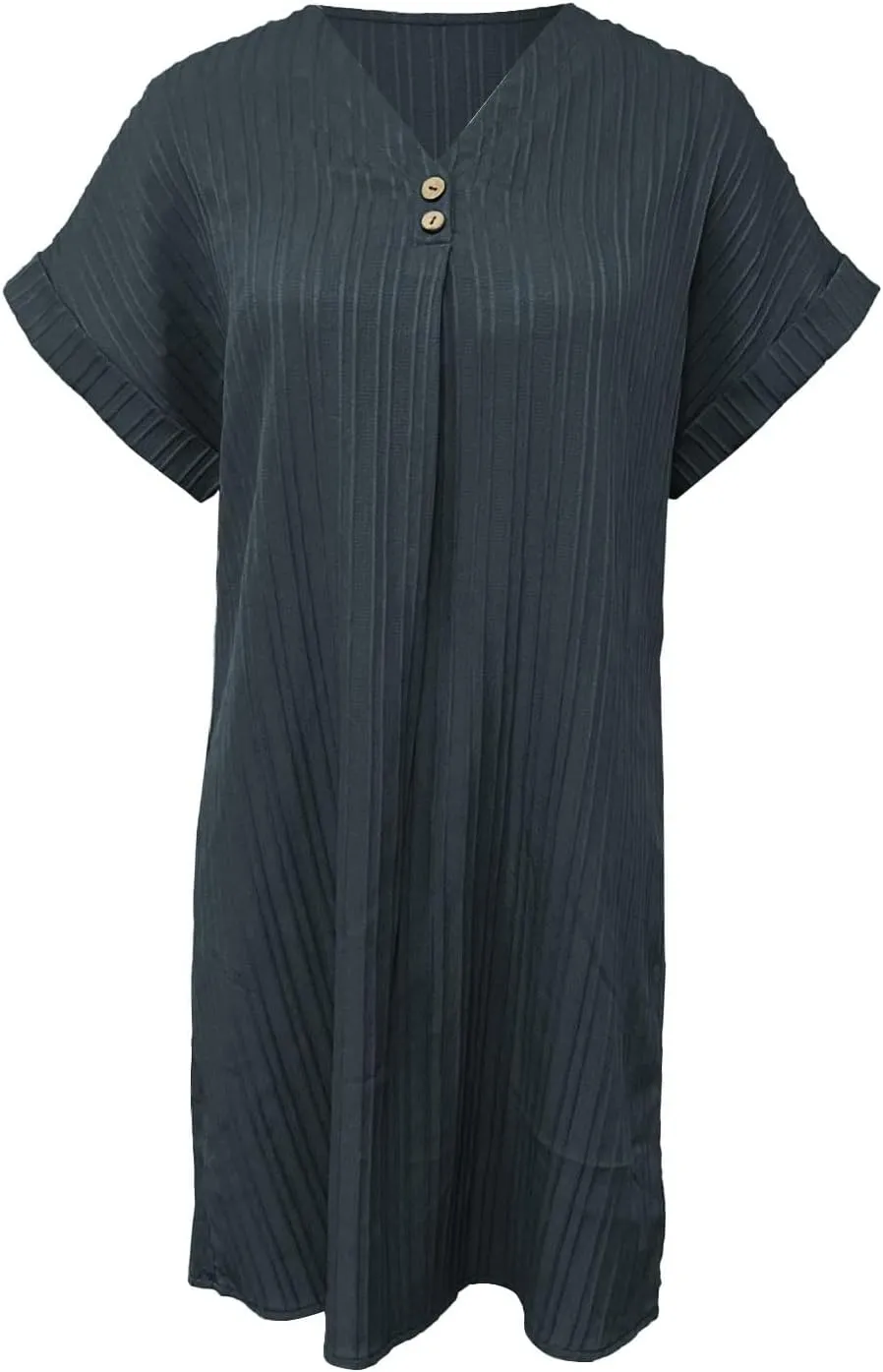 Womens Short Sleeve Casual Summer Dress V Neck Boho Beach Mini T Shirt Dress Dressy Work Button Down Swing Dresses