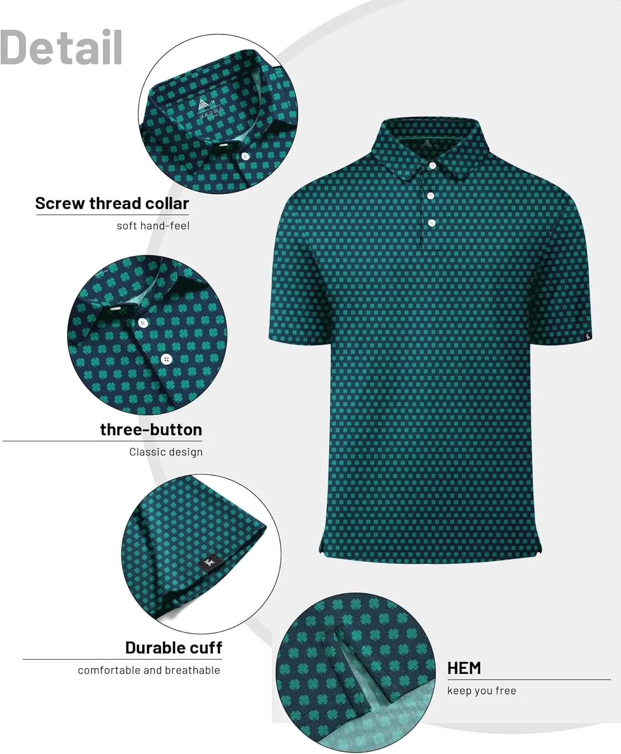 ZITY Mens Print Polo Shirts Short Sleeve Moisture Wicking Shirts for Men Golf Tennis Daily Casual Collared T-Shirt