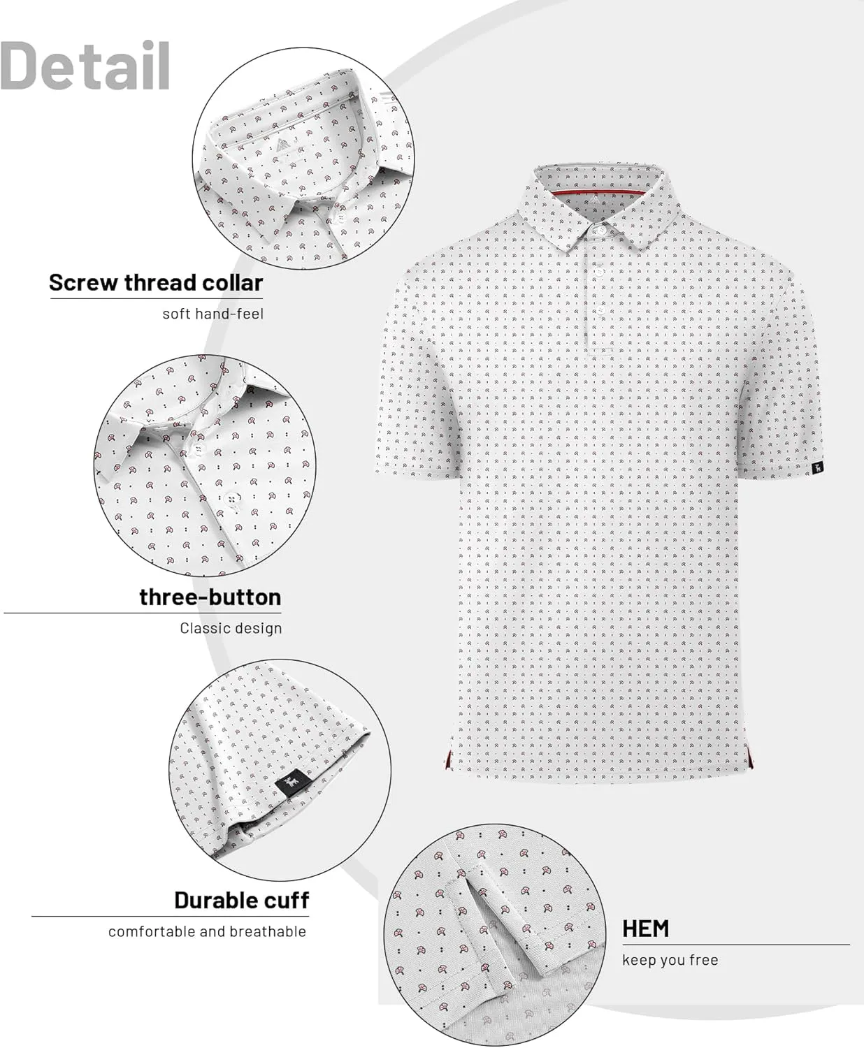 ZITY Mens Print Polo Shirts Short Sleeve Moisture Wicking Shirts for Men Golf Tennis Daily Casual Collared T-Shirt